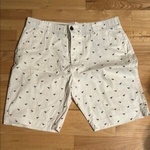 Plugg White Printed Shorts with red lobster print